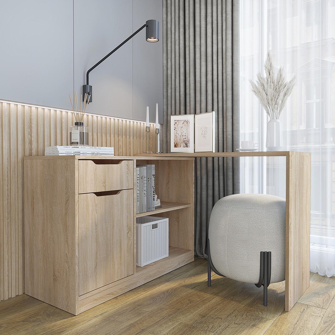 Стіл комод Компаніт 2 з поворотним механізмом 106х41,2х73,9 см Дуб сонома (24878645) - фото 1 Стіл комод Компаніт 2 з поворотним механізмом 106х41,2х73,9 см Дуб сонома (24878645) - фото 1