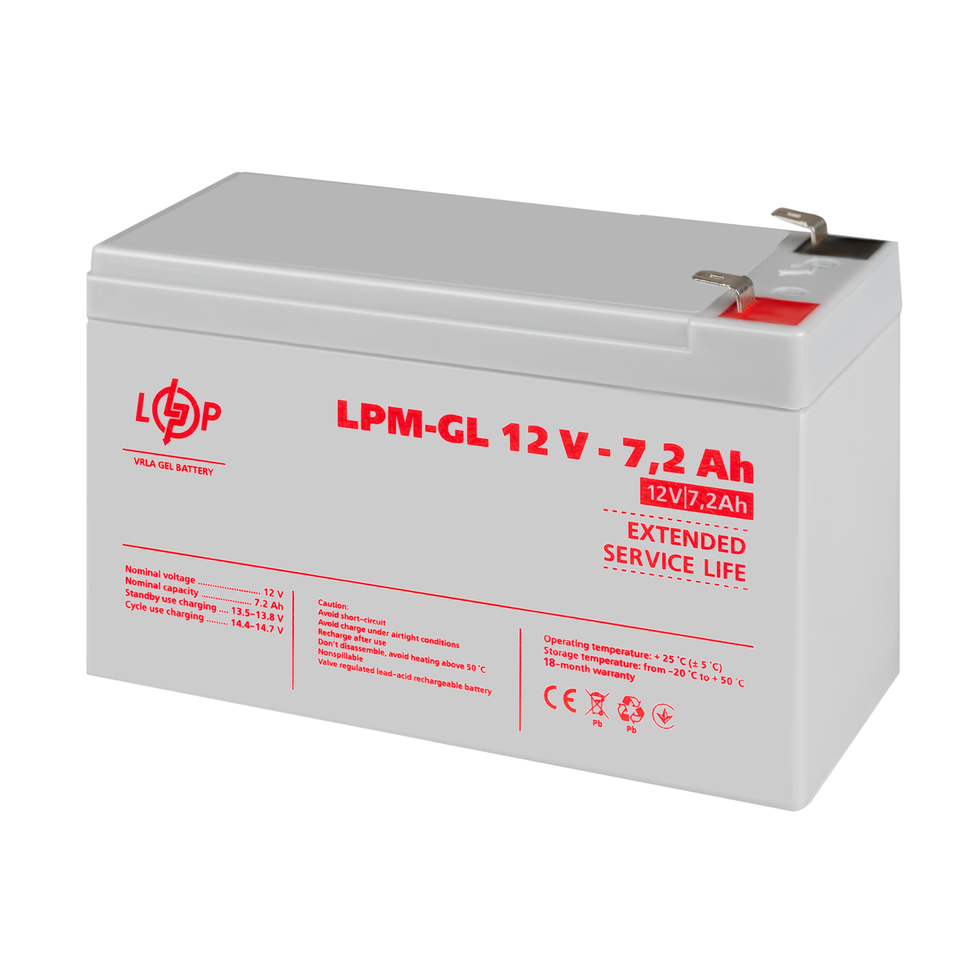 Аккумулятор гелевый LPM-GL 12V-7,2 Ah - фото 3 Аккумулятор гелевый LPM-GL 12V-7,2 Ah - фото 3