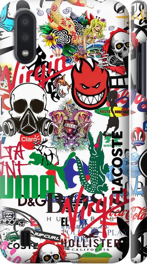 Чехол на Samsung Galaxy A01 A015F Many different logos (4022m-1842-42517) Чехол на Samsung Galaxy A01 A015F Many different logos (4022m-1842-42517)