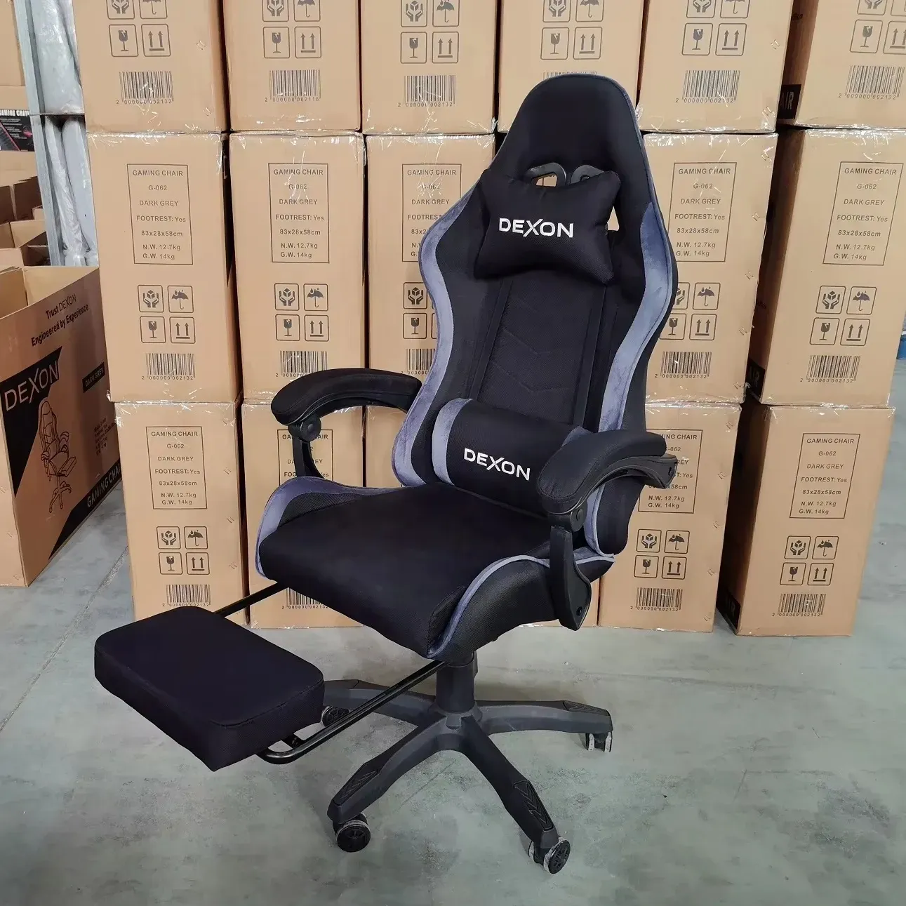 Геймерское кресло DEXON ONYX с подставкой для ног из ткани/велюровые вставки Lagoon (40291) - фото 10