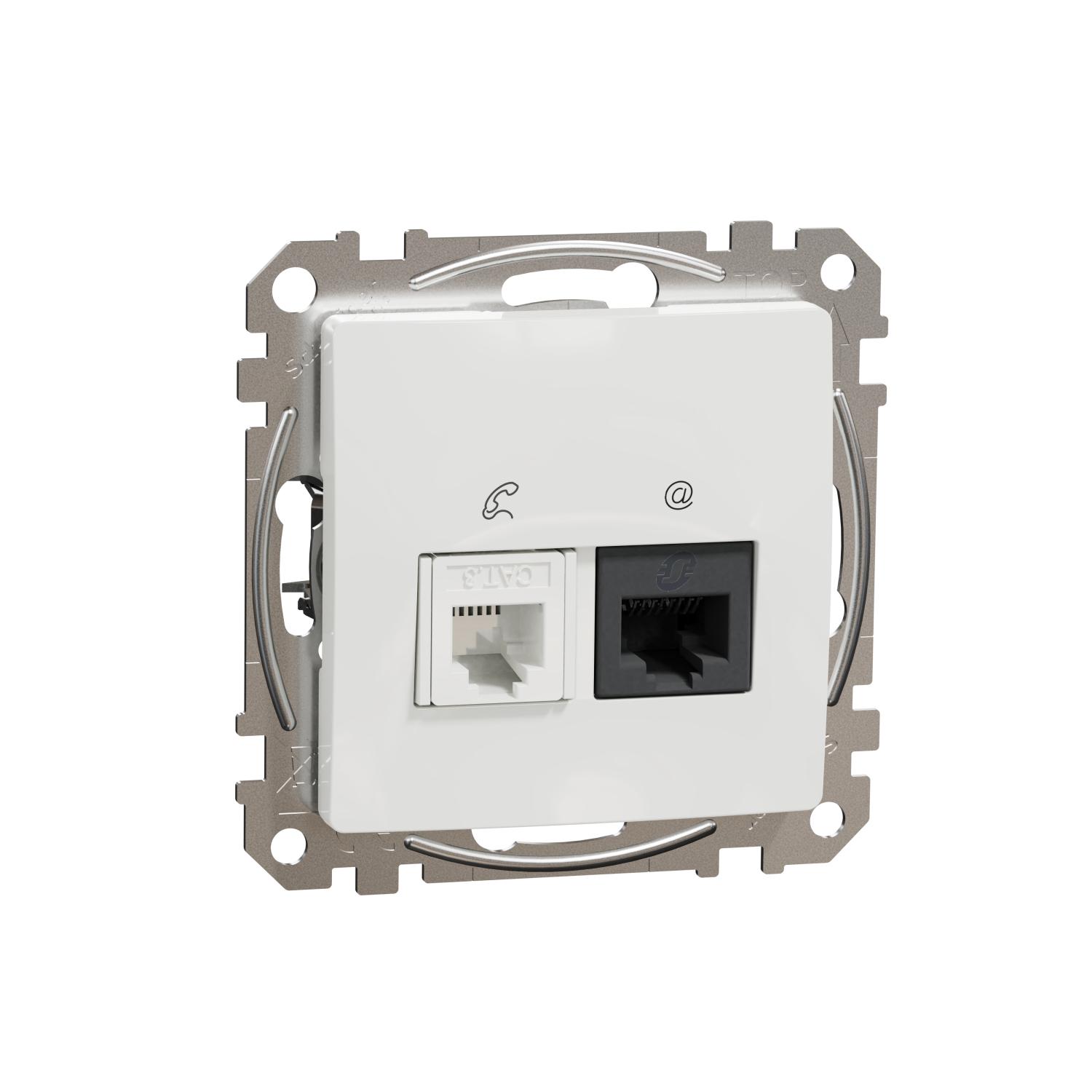 Розетка телекоммуникационная Schneider Electric Sedna Design&Elements RJ45+RJ11 6UTP Белый (SDD111468)