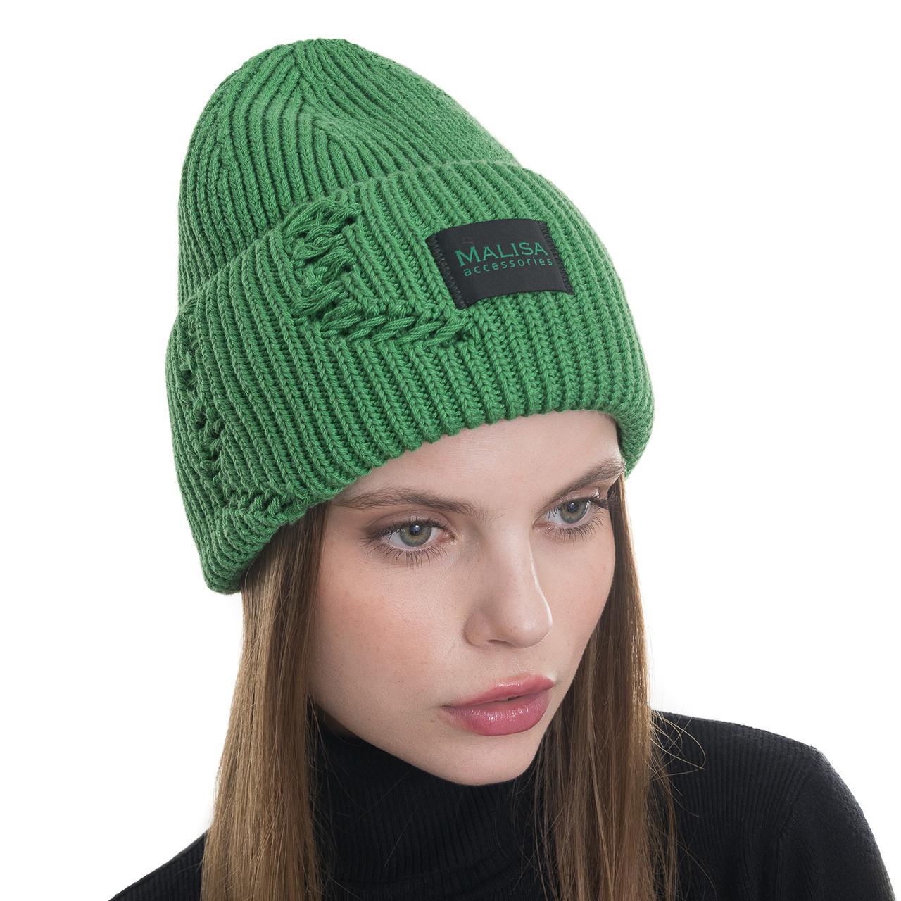 Шапка женская Malisa БРУНО без подкладки рваная с эмблемой на отвороте one size Малахит (253613) - фото 1 Шапка женская Malisa БРУНО без подкладки рваная с эмблемой на отвороте one size Малахит (253613) - фото 1
