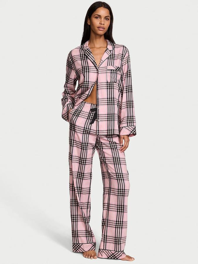 Пижама женская Victoria's Secret Flannel Pajama в клетку XS Розовый (2544233001)