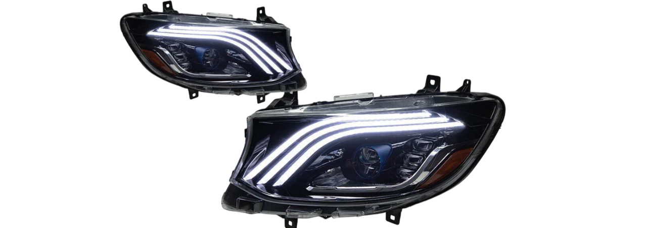 Передняя оптика GBT Maybach для Mercedes Sprinter W907/W910 2018-гг. поликарбонат 2 шт. (145911)