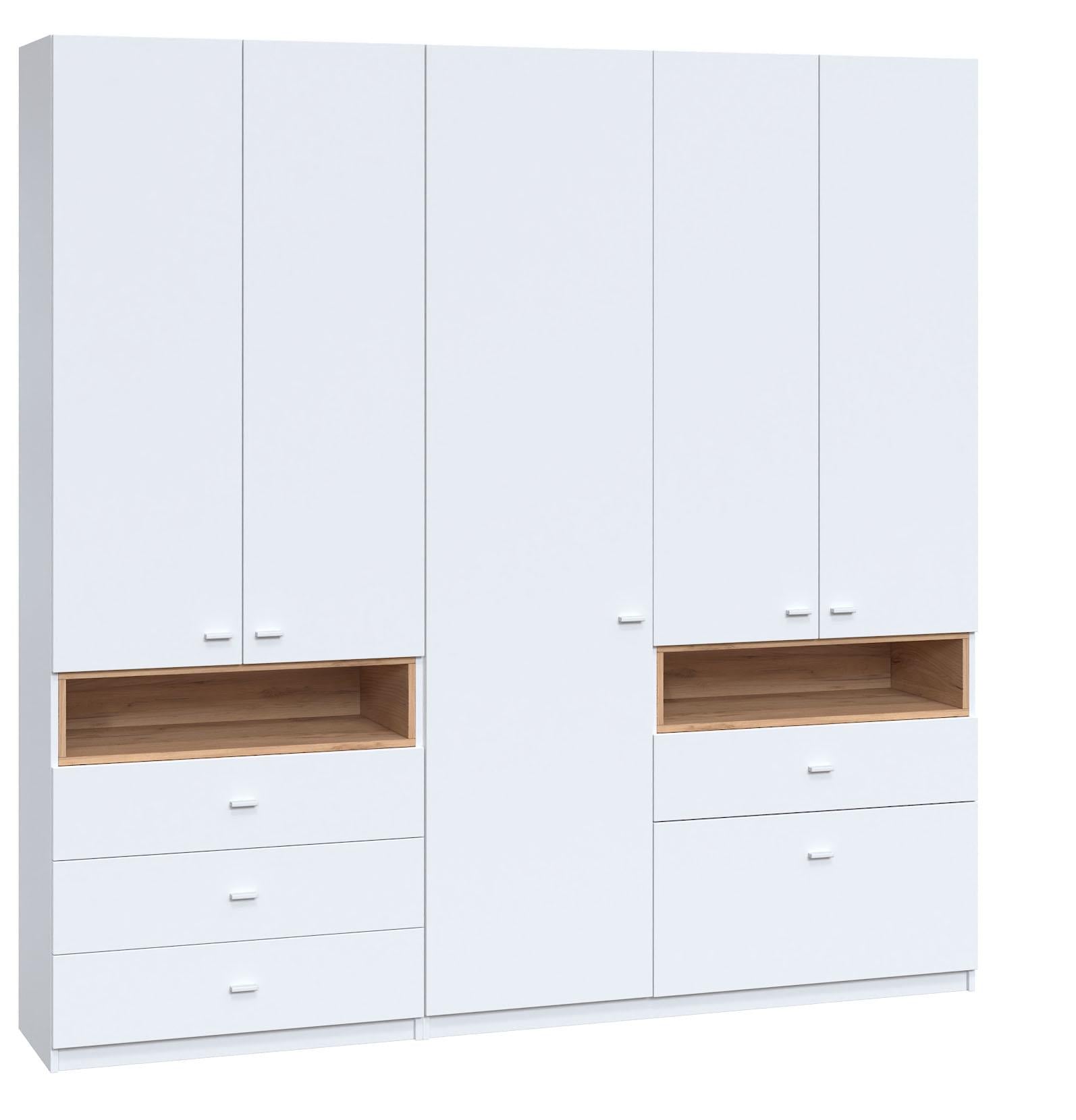 Шкаф распашной Мастер Форм Тетрис 2118х376х2000 мм Нимфея альба/Дуб крафт золотой (31229)