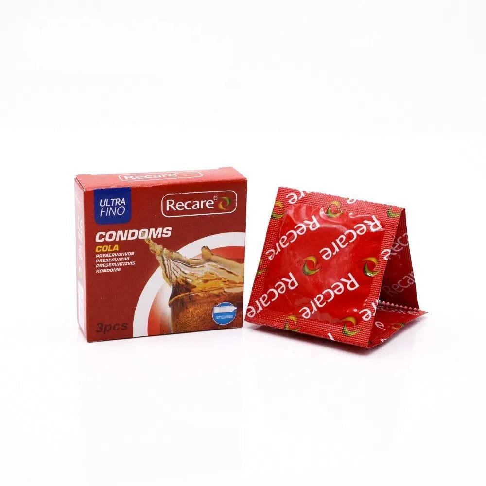 Презервативи Recare Cola Dotted&Ribbed Condoms з пухирцями та ребрами Кола 3 шт. (SX3319)