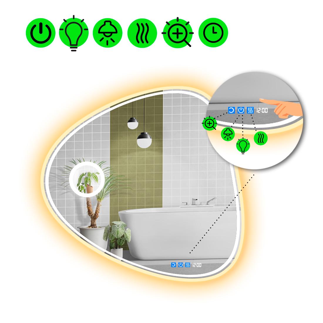 Зеркало с LED подсветкой Nuvola 4 с тремя сенсорами/подогревом и линзой с подсветкой 140x140 см (Nuvola4-71)
