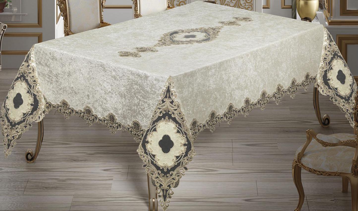 Скатерть велюровая Maison Royale 160x350 Yildiz Cream (CN5223)
