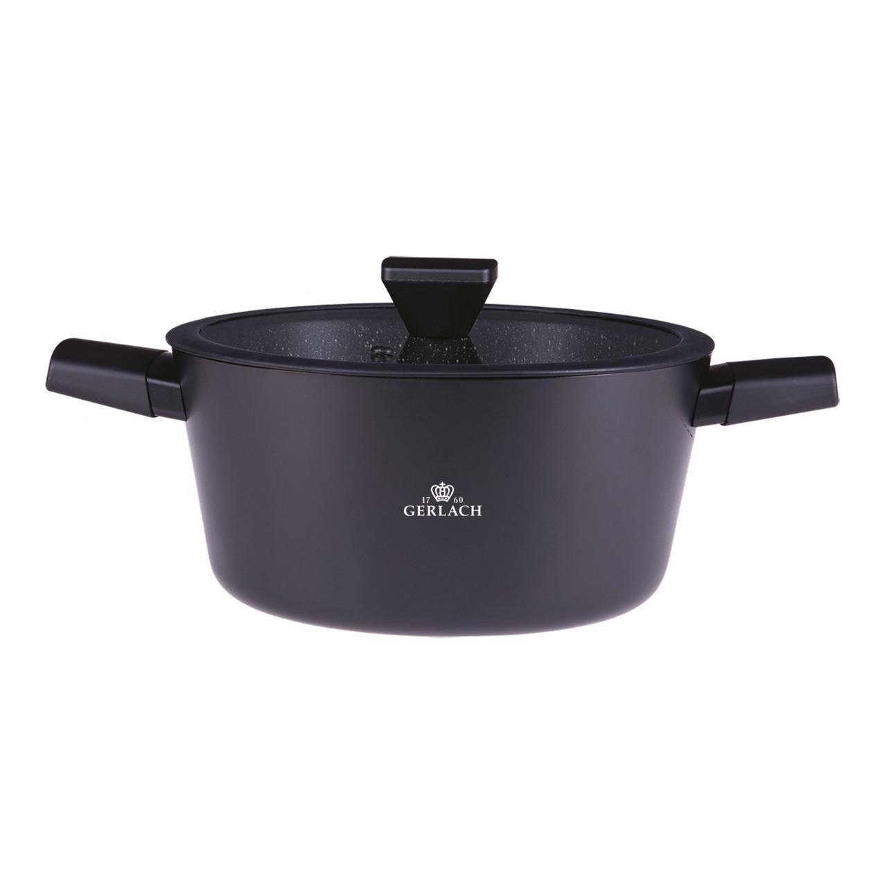 Кастрюля с крышкой Gerlach Granitex антипригарное керамическое покрытие 24 см 4,4 л Черный (28398825)