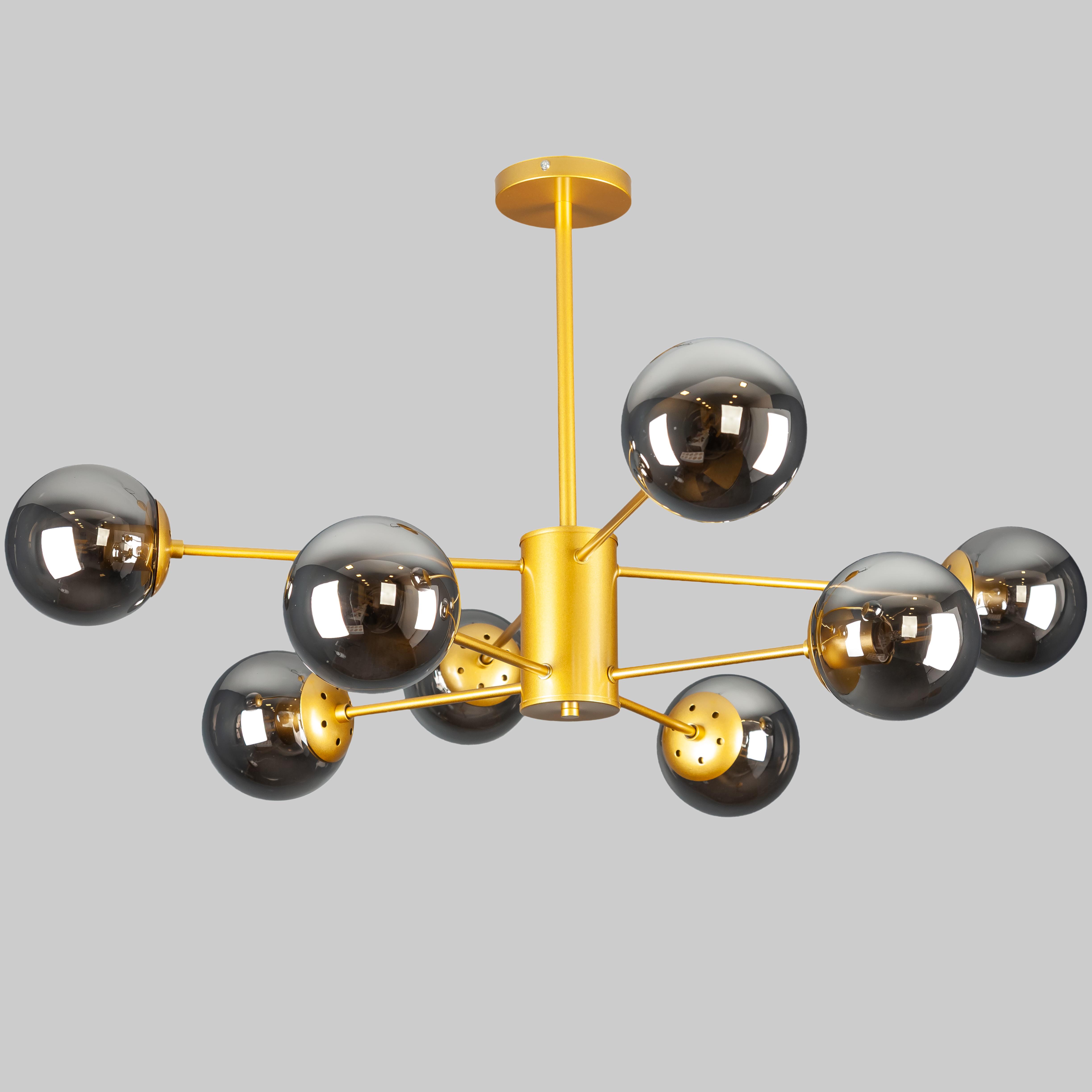 Люстра современная 8 ламп 92х42 см Золотой (52-6033-8 GD+BK)