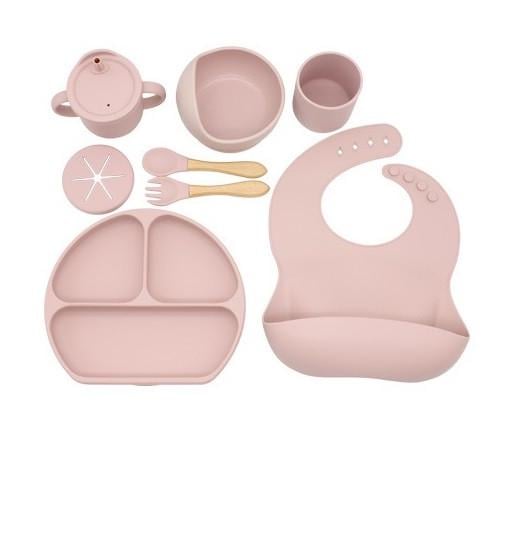 Набір дитячого силіконового посуду на присоску 11 предметів (639501114)