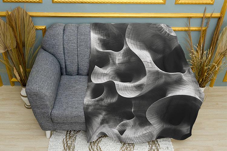 Плед Сірі хвилі Абстрактний малюнок плюш одношаровий 135х150 см (114283)