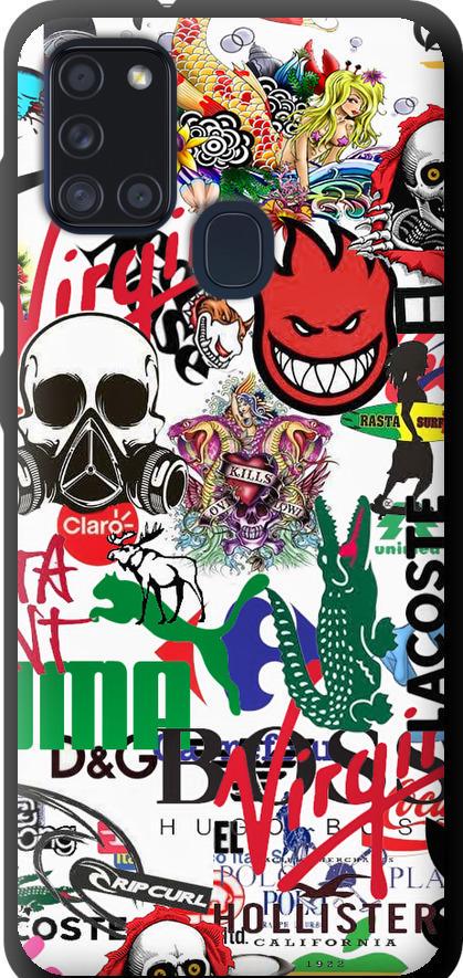 Чехол на Samsung Galaxy A21s A217F Many different logos (4022b-1943-42517)