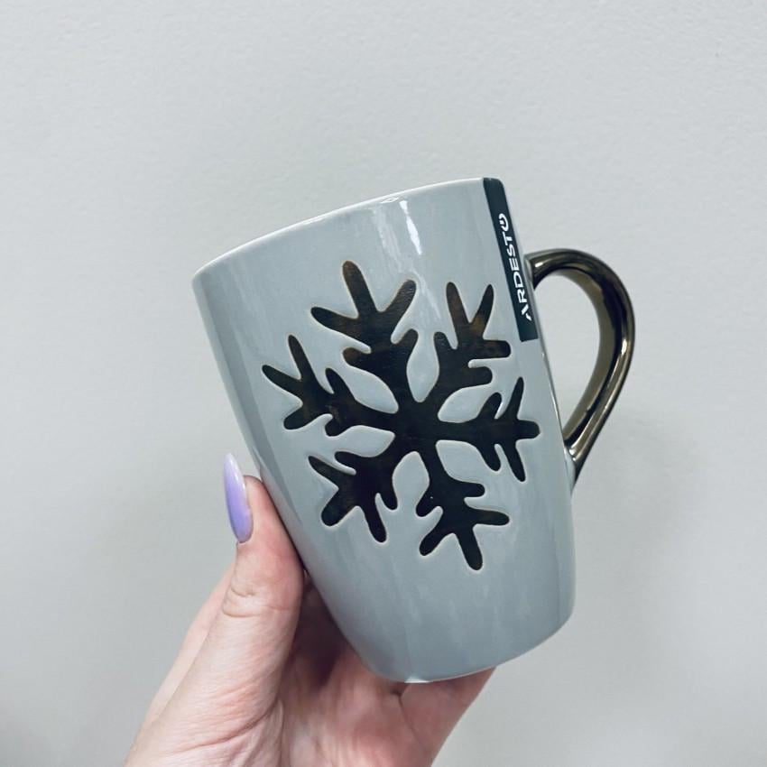 Чашка Ardesto AR3059AS SnowFlake керамическая 320 мл Серый (2389761248) - фото 2