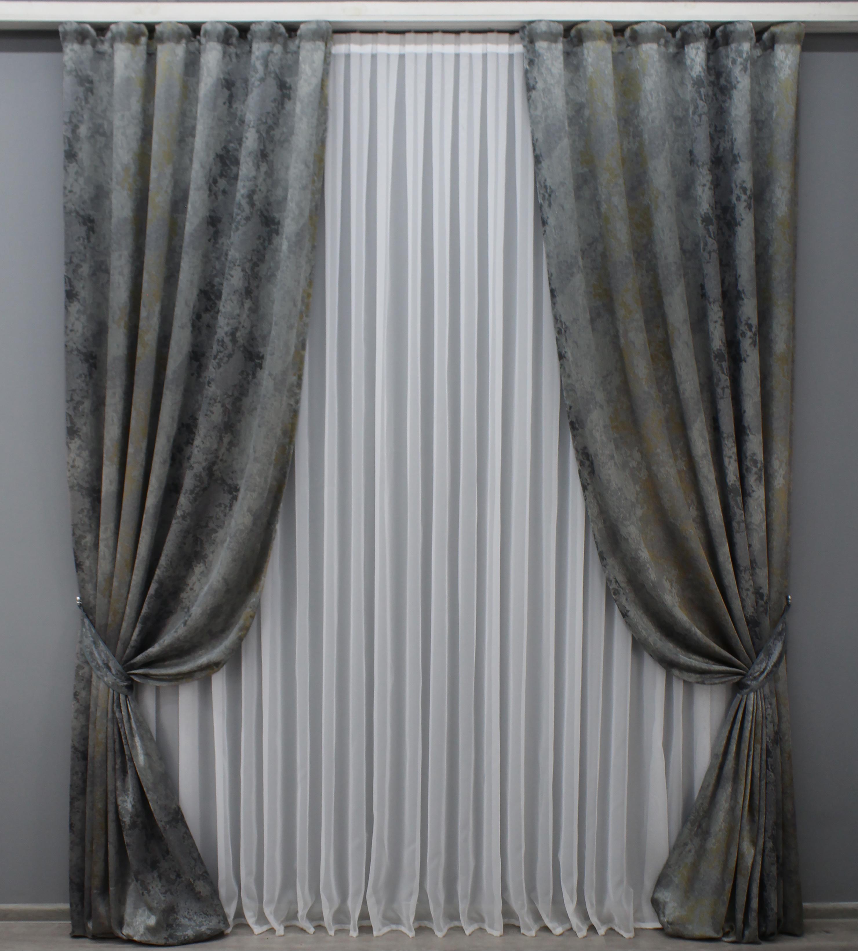 Комплект готовых штор VR-Textil Мрамор Al-7 № 1471ш 150х290 см 2 шт. Серый/Золотистый (33-0325) - фото 1 Комплект готовых штор VR-Textil Мрамор Al-7 № 1471ш 150х290 см 2 шт. Серый/Золотистый (33-0325) - фото 1