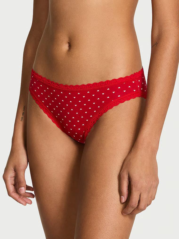 Трусики бикини Victoria's Secret Lace Trim Lace-Waist Bikini Panty M Красный (27184390)