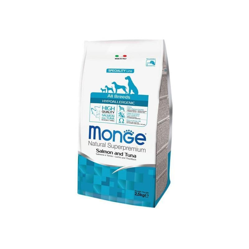 Корм для собак Monge Dog Hypoallergenic Salmon & Tuna сухой для всех пород 2,5 кг