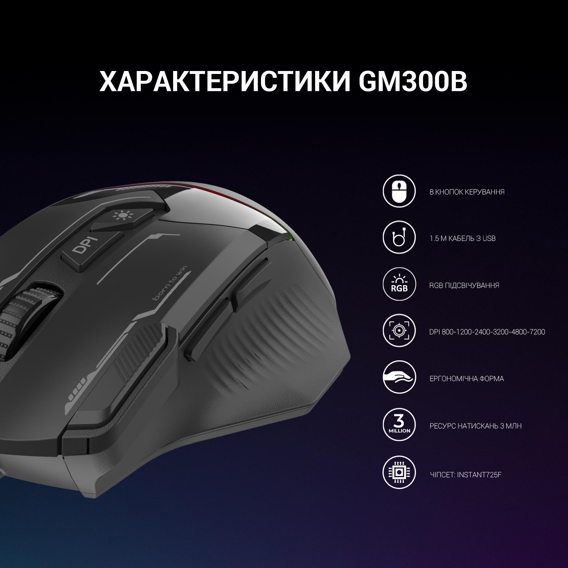 Компьютерная мышка проводная GamePro GM300B с подсветкой Black (26450057) - фото 8 Компьютерная мышка проводная GamePro GM300B с подсветкой Black (26450057) - фото 8