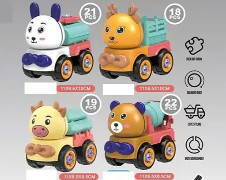 Конструктор детский Животные с отверткой и шурупами 4 разборные машинки в кейсе (2703935873) - фото 3 Конструктор детский Животные с отверткой и шурупами 4 разборные машинки в кейсе (2703935873) - фото 3