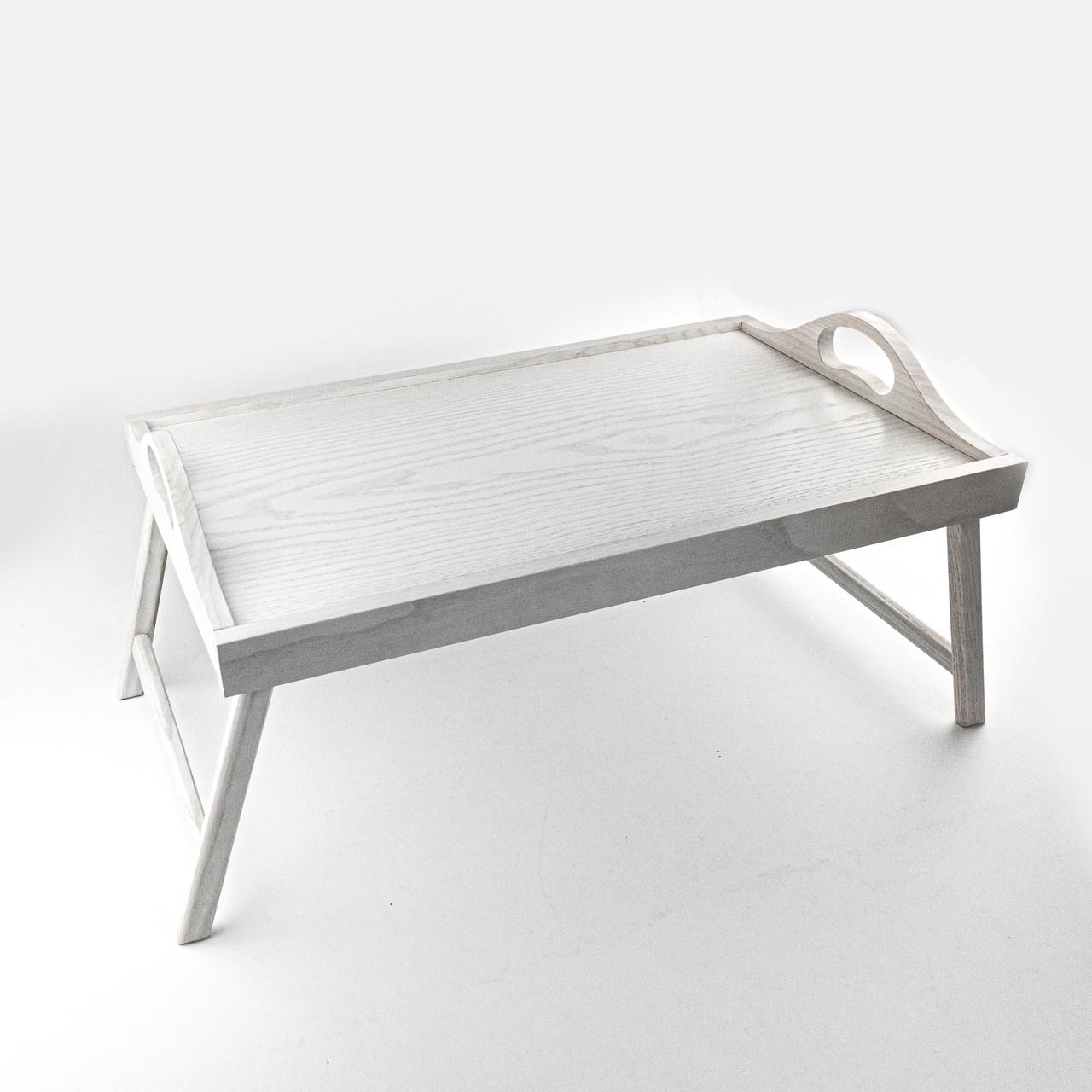 Поднос-столик деревянный на ножках 33х53 см Белый (хрпс1111бу)