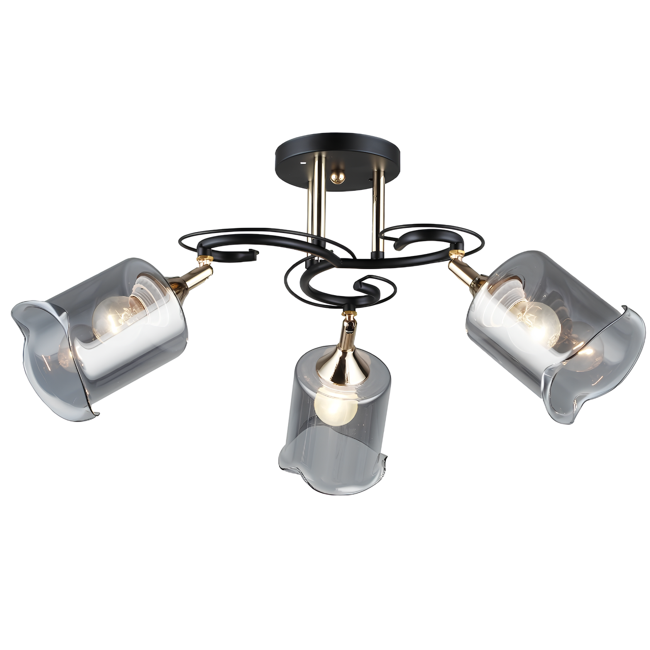 Люстра Svet тремя поворотными плафонами под лампы Е27 Дымчатый (SR-N4862/3 BK+FGD)