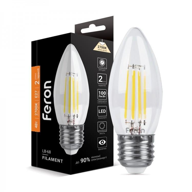 Лампа світлодіодна Feron Filament LB-68 4 Вт E27 2700K (27844729)