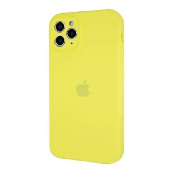 Силіконовий Чохол Накладка з Квадратними Бортиками Silicone Case для iPhone 11 Pro Max Lemon