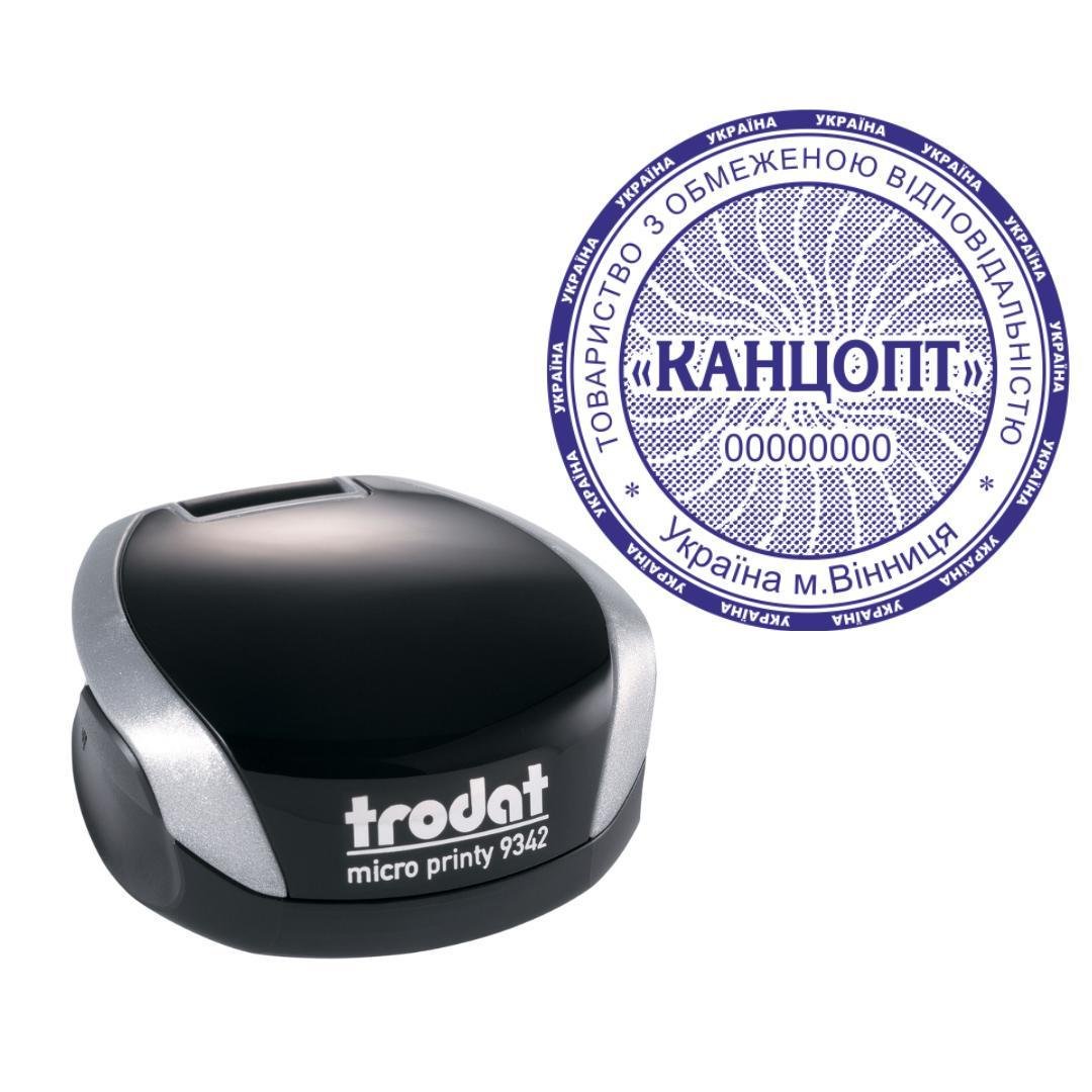 Печать ТОВ на карманном оснащении Trodat Micro Printy 9342 d 42 мм Серебристый (ООО24/9342/S)