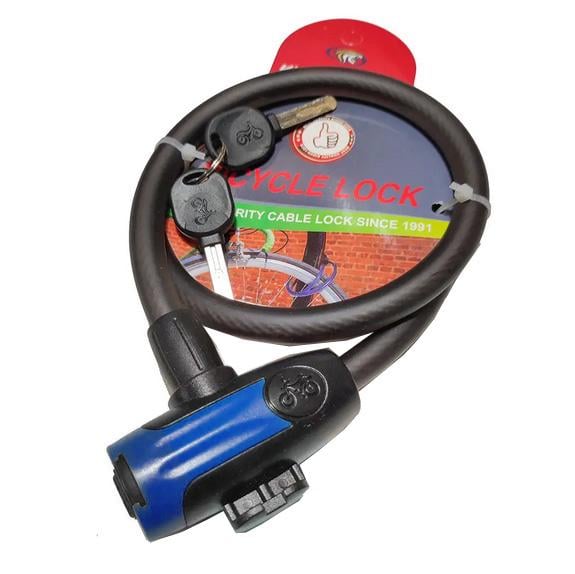 Замок велосипедний тросовий Kihuu Lock 195/8305 1,2x65 см Чорний/Синій (30167188)