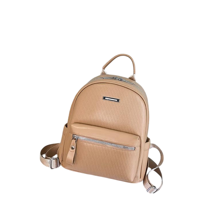 Городские рюкзаки женский декорированный полосками Светло-коричневый (2358846243)