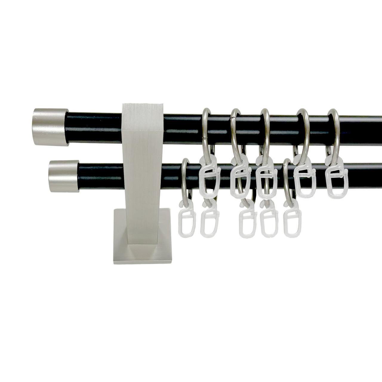 Карниз трубчатый двухрядный Orvit Заглушка техно 19/19 мм 160 см Черный/Сатин (000-8114) - фото 1 Карниз трубчатый двухрядный Orvit Заглушка техно 19/19 мм 160 см Черный/Сатин (000-8114) - фото 1