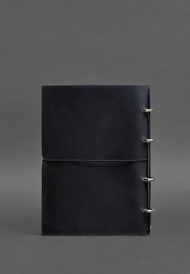 Блокнот кожаный А4 на кольцах Софт-бук 9.0 в мягкой обложке Crazy Horse Синий (A-027502) - фото 6