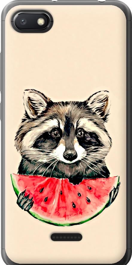 Чехол на Xiaomi Redmi 6A Енотик с арбузом (4605u-1531-42517)
