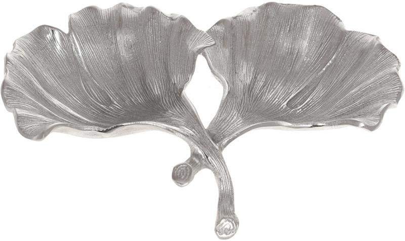 Блюдо декоративно двойное Gingo 27х20х4,5 см металлическое Серебряный (BD-438-122)