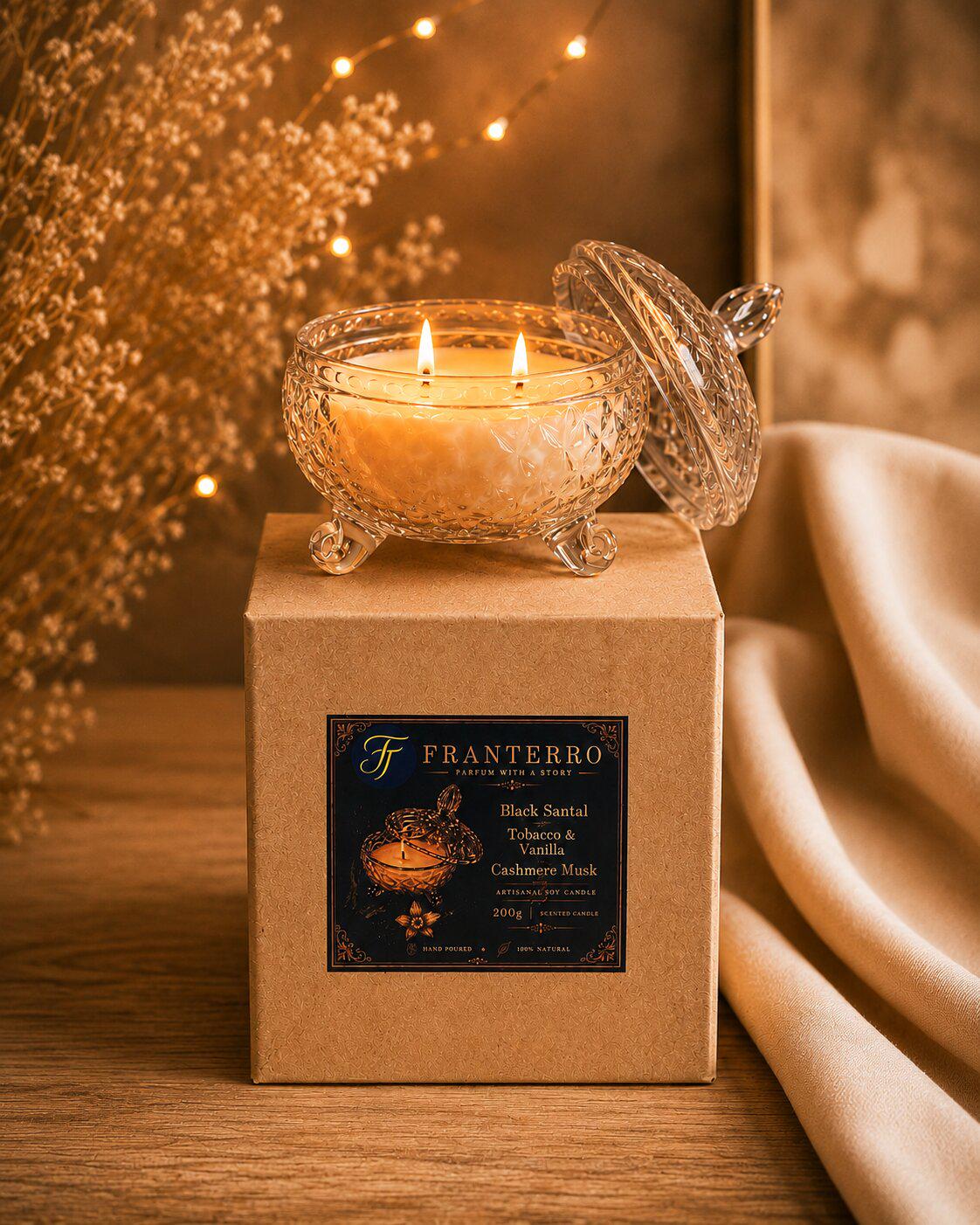 Свічка ароматична Franterro Black Santal Tobacco & Vanilla Cashmere Musk 200 г (FRN-1040)