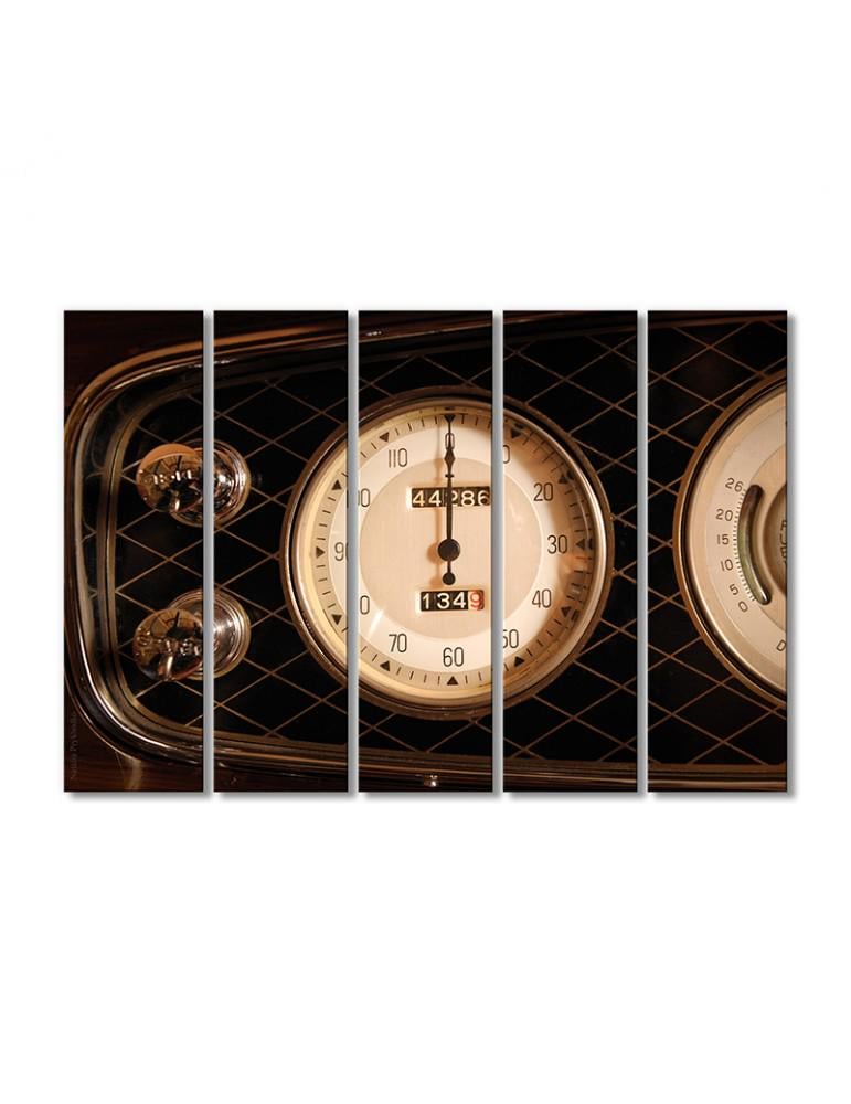 Картина модульная Спидометр ретро автомобиля 5 модулей 90x135 см