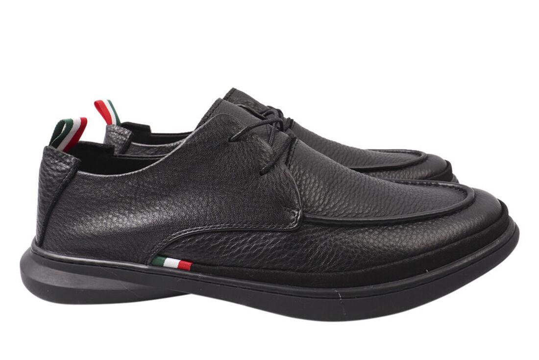 Туфли мужские Cosottinni из кожи на низком ходу на шнуровке р. 40 Черный (325-21DTC)