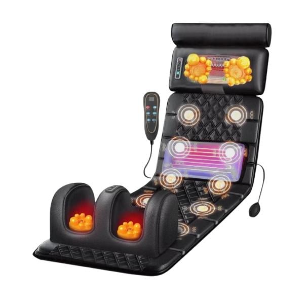 Массажный матрас накидка 406-G вытяжка позвоночника/вибрация/разминание/роликовый массаж/горячий компресс с пультом Черный (7124261)