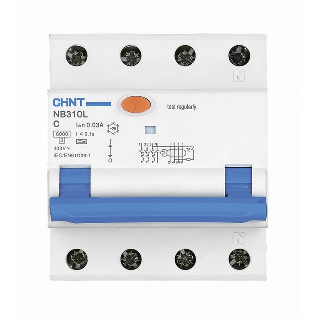 Диференційний автоматичний вимикач CHINT NB310L/3N 3PN C16 30 mA A 6 kA (26644555)