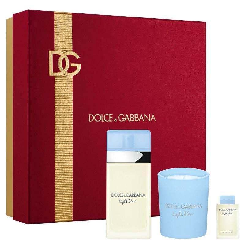 Подарочный набор для женщин Dolce&Gabbana Light Blue туалетная вода 50 мл/миниатюра 4,5 мл и свеча 70 г (373663)