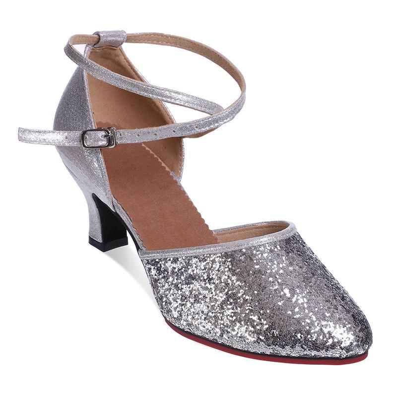 Обувь для бальных танцев женская Zelart DN-3694 Латина с закрытым носком р. 40 Серебряный (06363065)