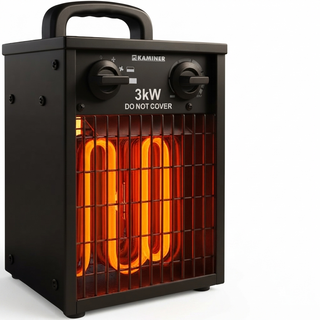Нагреватель электрический Kaminer 3000 Вт IPX4 с термостатом 0-85°C и функцией обдува до 30 м2 (2982694933)