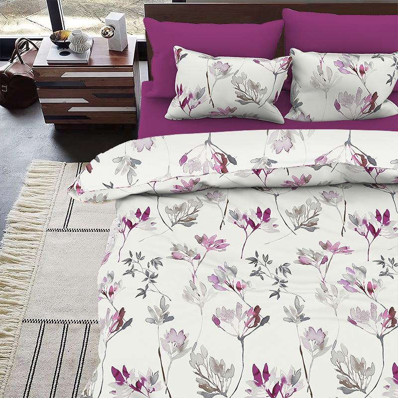 Комплект постільної білизни Zastelli 7812 Квіти пурпурні бязь двоспальний 175x210 Комплект постільної білизни Zastelli 7812 Квіти пурпурні бязь двоспальний 175x210