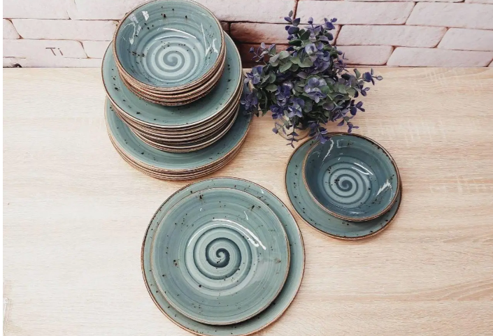 Столовый сервиз OMS TULU фарфор 6 персон 24 шт. Spiral Grey-Blue (DN24-Spiral Grey-Blue) - фото 8 Столовый сервиз OMS TULU фарфор 6 персон 24 шт. Spiral Grey-Blue (DN24-Spiral Grey-Blue) - фото 8