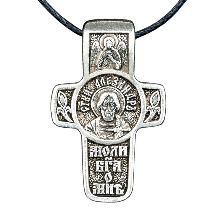 Крест нательный посеребренный Александр Святой Благоверный 3х1,8х0,2см (19533)