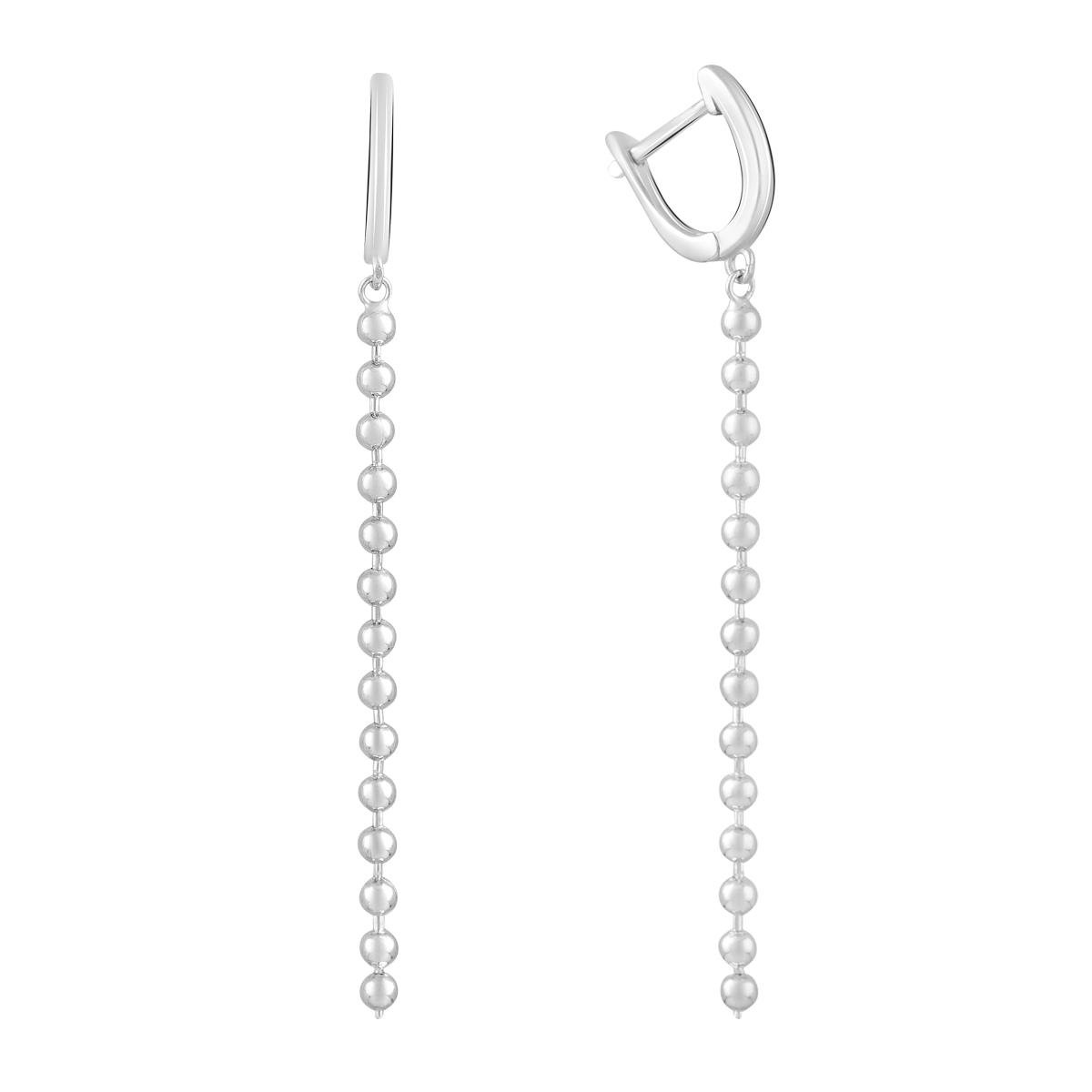 Серьги серебряные с шариками на цепочке Серьги серебряные с шариками на цепочке