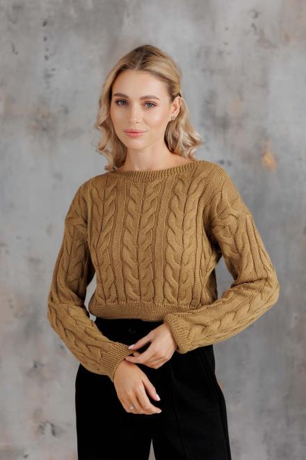 Джемпер-кроп вязаный ART KNIT Асоль S/M Карамельный (43091)