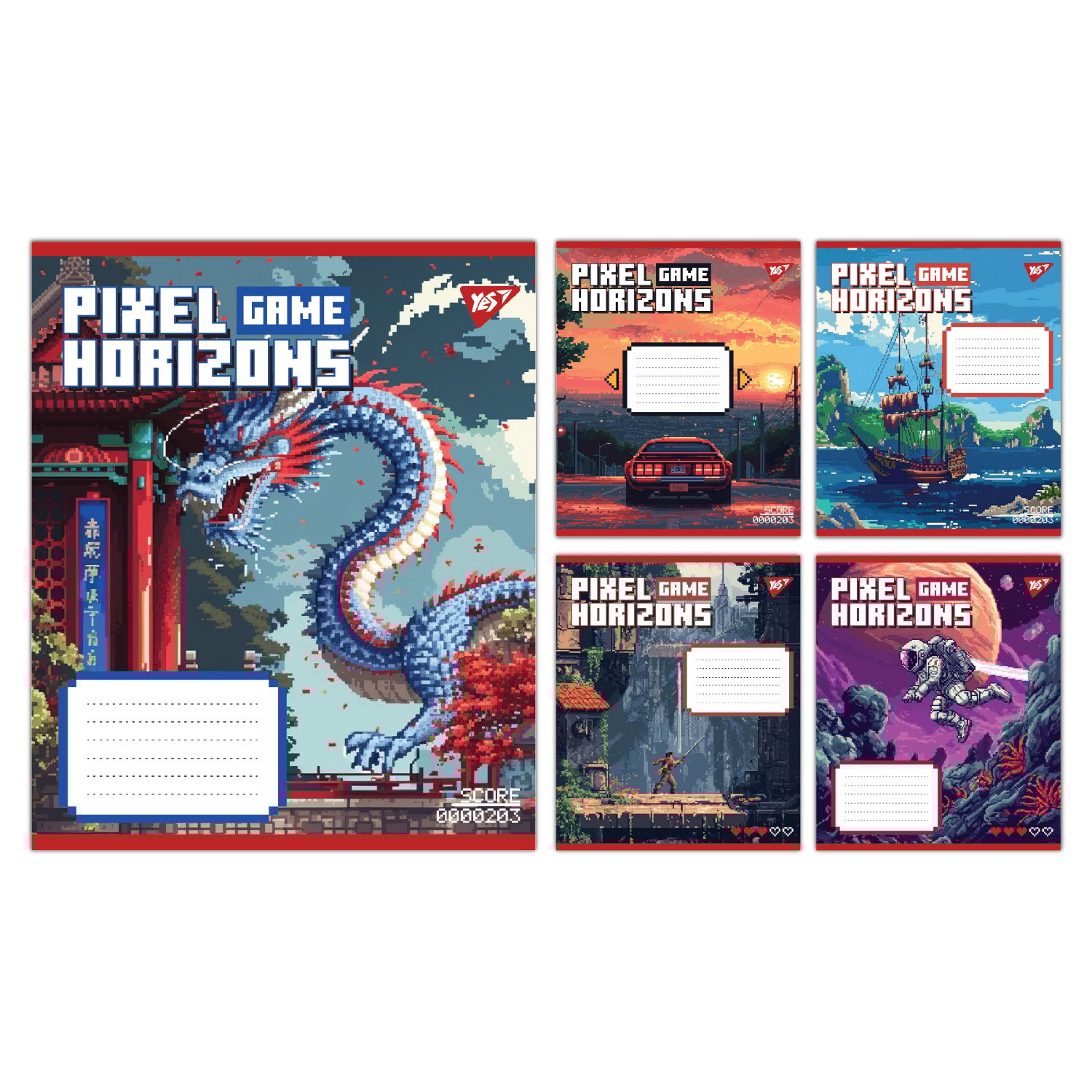 Набор тетрадей школьных YES Pixel game А5/12 линия 25 шт. (767775)