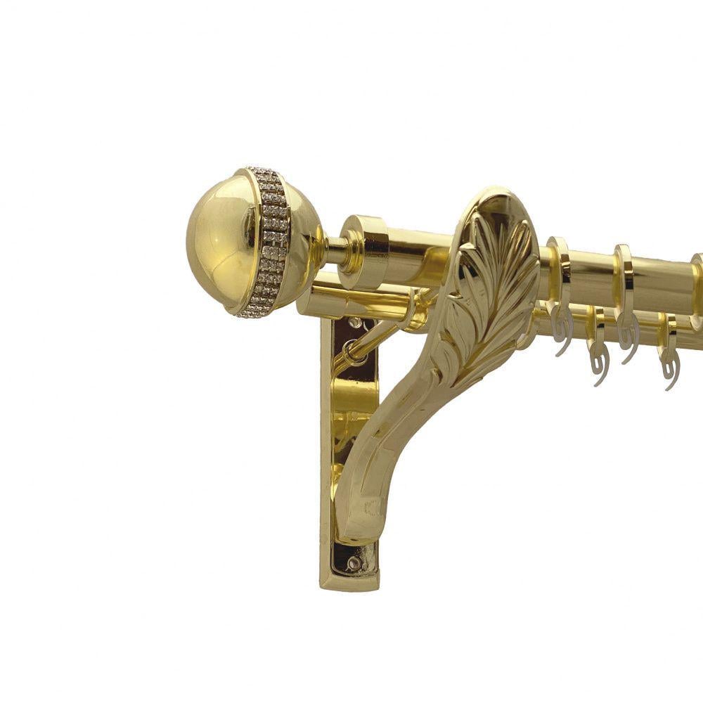 Карниз металлический Orvit Авея двухрядная ретро/гладкая труба/кольцо фасонное металлическое Золото 25/19 мм 240 см (00-00009628)