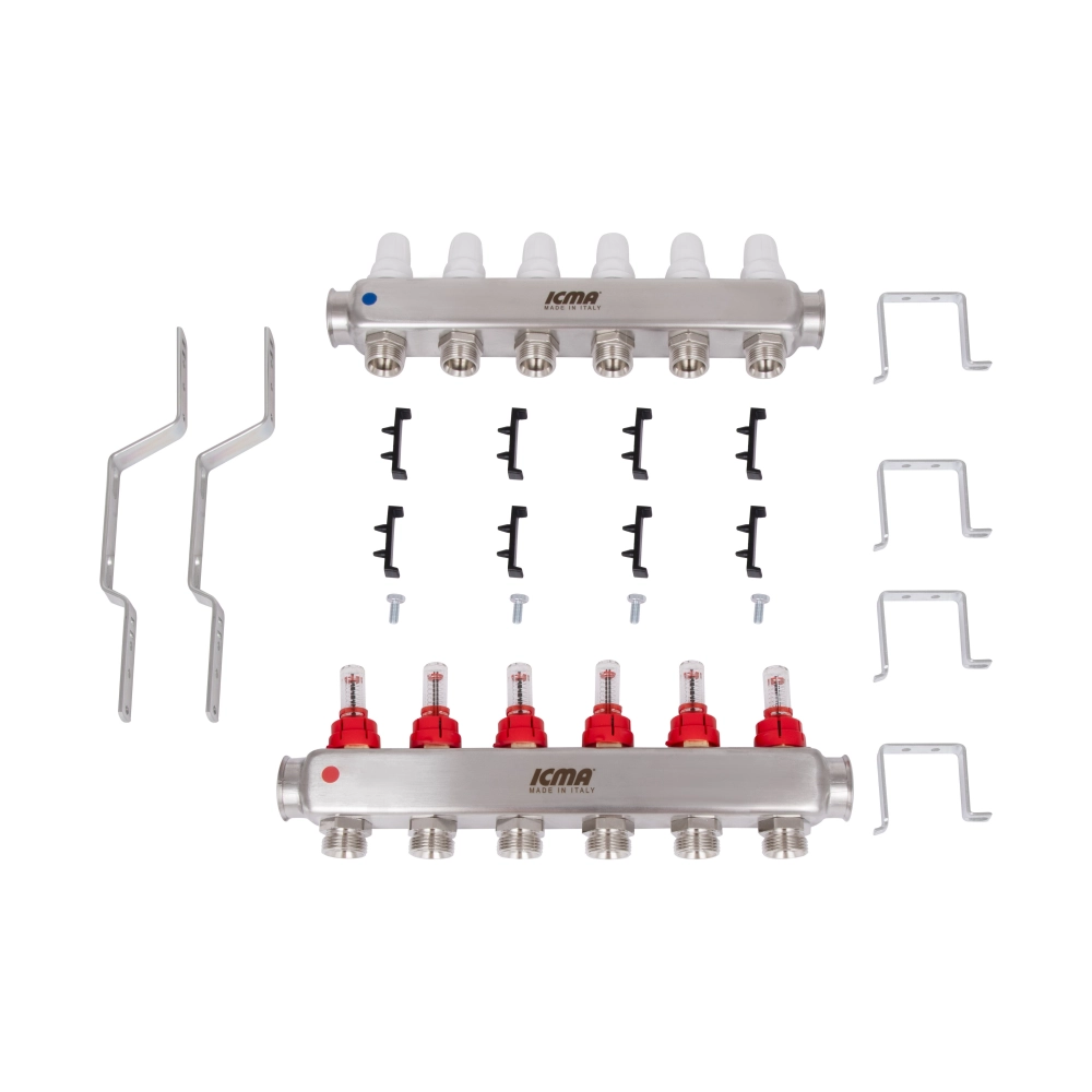 Коллектор ICMA №К073 из нержавеющей распределительный стали с расходомером 1" 6 выходов (SD00053339) - фото 9 Коллектор ICMA №К073 из нержавеющей распределительный стали с расходомером 1" 6 выходов (SD00053339) - фото 9
